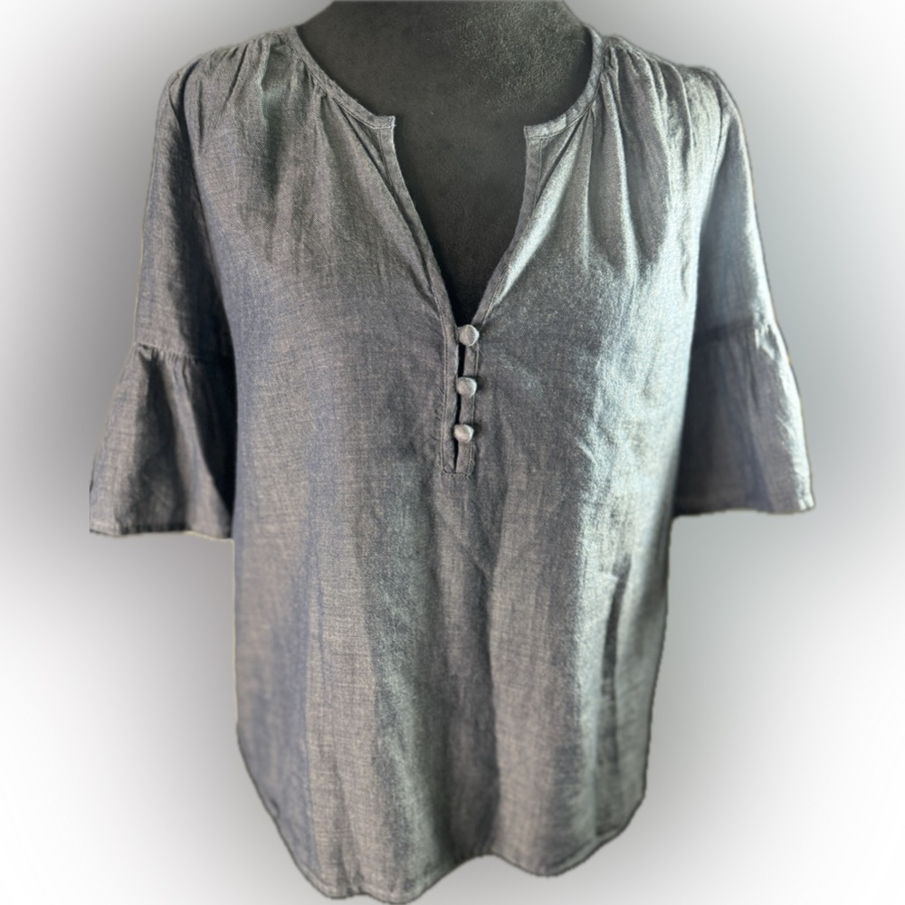 Lucky Brand Chambray Blouse | Small | Flowy Boho spring toon